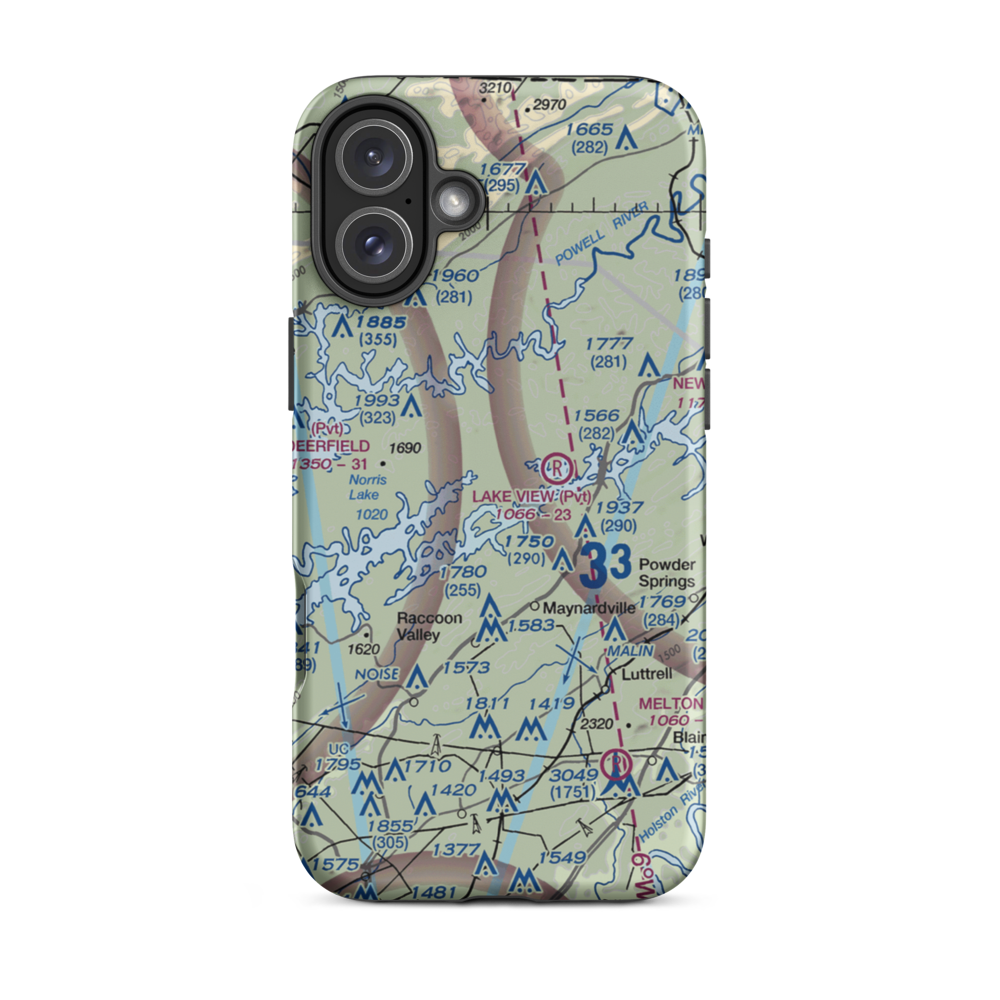 Old Valley Airport (TN13) VFR Sectional  Tough iPhone Case iPhone 16 Plus model shown