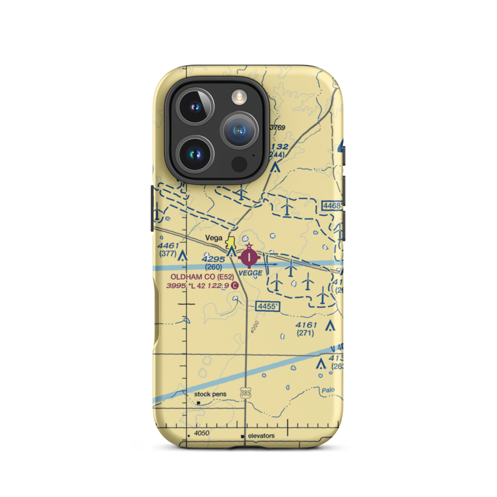Oldham County Airport (E52) VFR Sectional  Tough iPhone Case iPhone 16 Pro model shown