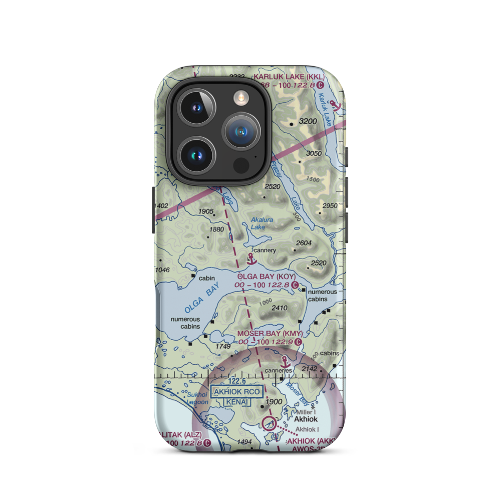 Olga Bay Seaplane Base (KOY) VFR Sectional  Tough iPhone Case iPhone 16 Pro model shown