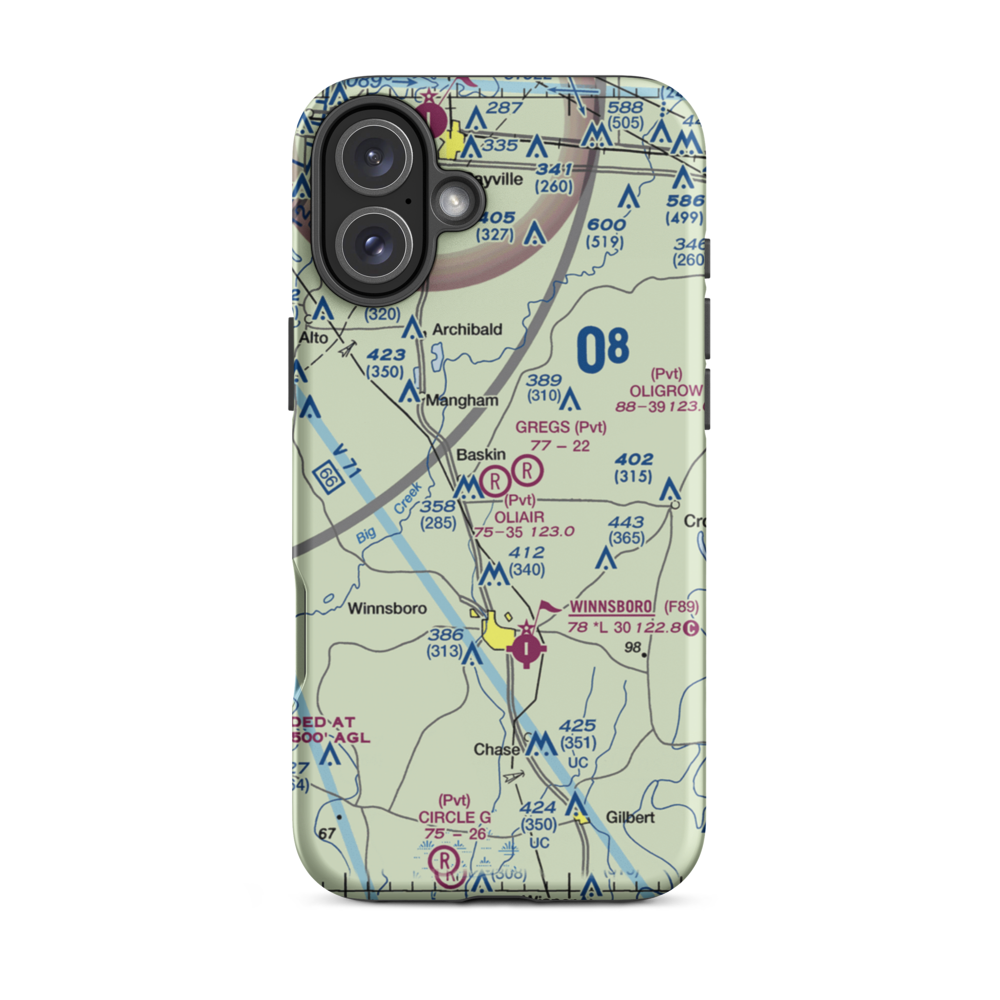 Oliair Airport (LS20) VFR Sectional  Tough iPhone Case iPhone 16 Plus model shown