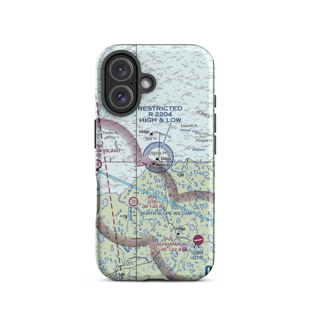 Oliktok LRRS Airport (OLI) VFR Sectional  Tough iPhone Case iPhone 16 model shown