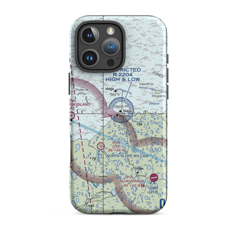 Oliktok LRRS Airport (OLI) VFR Sectional  Tough iPhone Case iPhone 16 Pro Max model shown