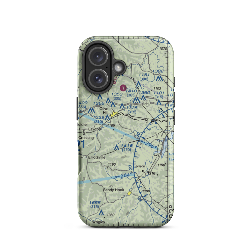 Olive Hill-Sellers' Field (2I2) VFR Sectional  Tough iPhone Case iPhone 16 model shown