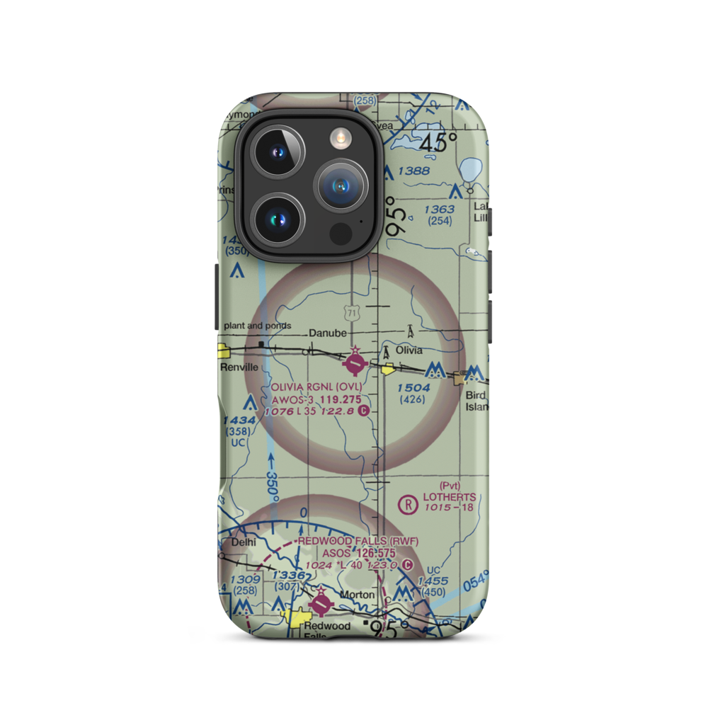 Olivia Regional Airport (OVL) VFR Sectional  Tough iPhone Case iPhone 16 Pro model shown