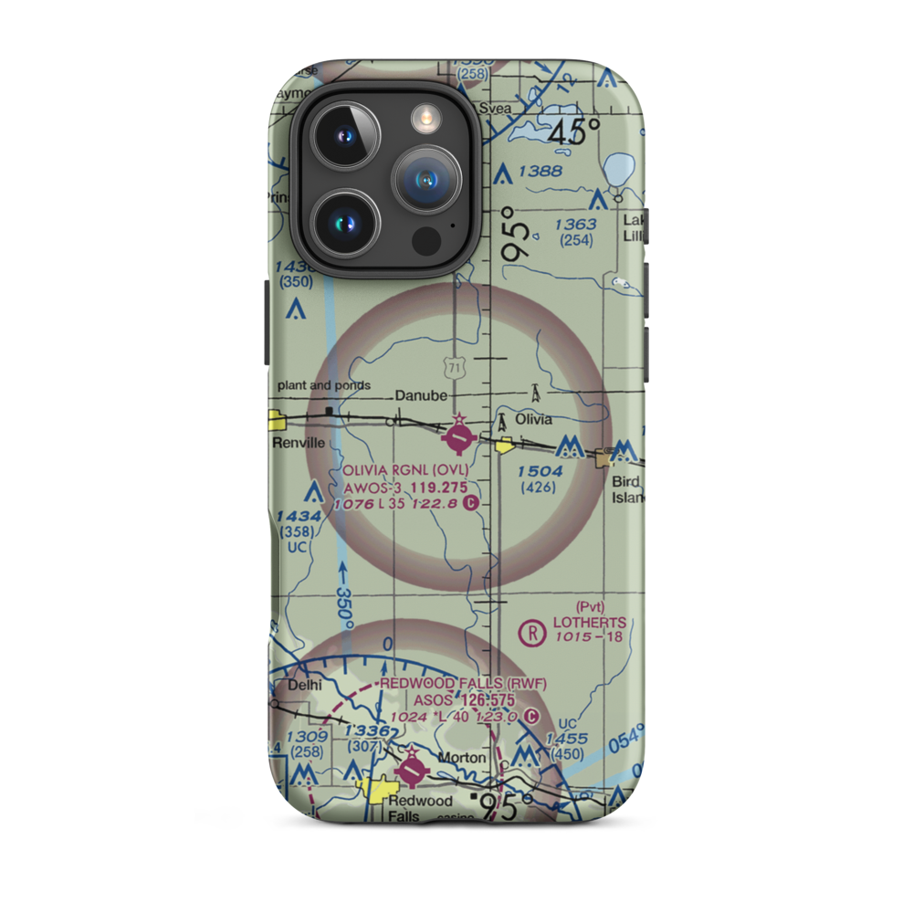 Olivia Regional Airport (OVL) VFR Sectional  Tough iPhone Case iPhone 16 Pro Max model shown