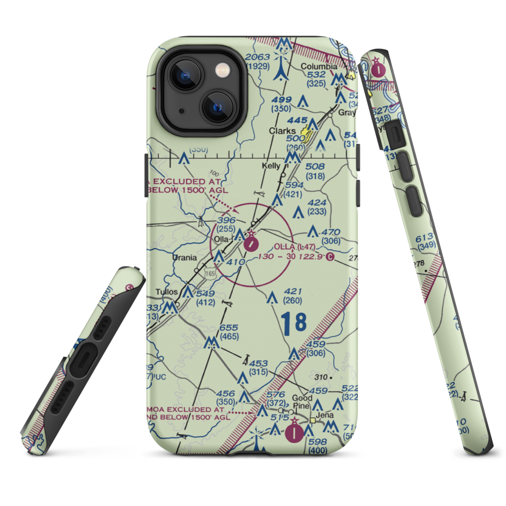 Olla Airport (L47) VFR Sectional  Tough iPhone Case iPhone 14 Plus model shown