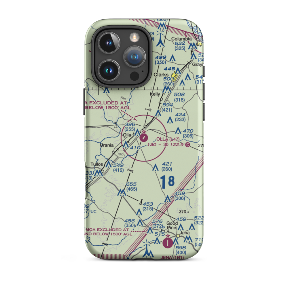 Olla Airport (L47) VFR Sectional  Tough iPhone Case iPhone 16 Pro Max model shown