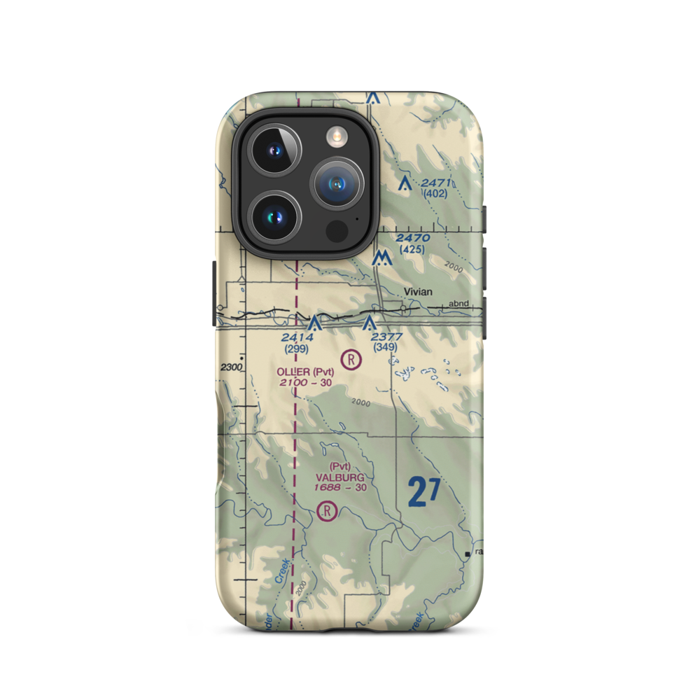 Oller Airport (SD97) VFR Sectional  Tough iPhone Case iPhone 16 Pro model shown