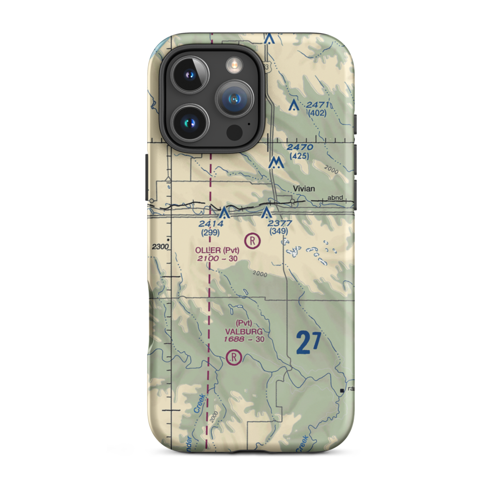 Oller Airport (SD97) VFR Sectional  Tough iPhone Case iPhone 16 Pro Max model shown