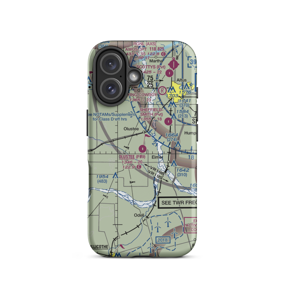 Olustee Municipal Airport (F09) VFR Sectional  Tough iPhone Case iPhone 16 model shown