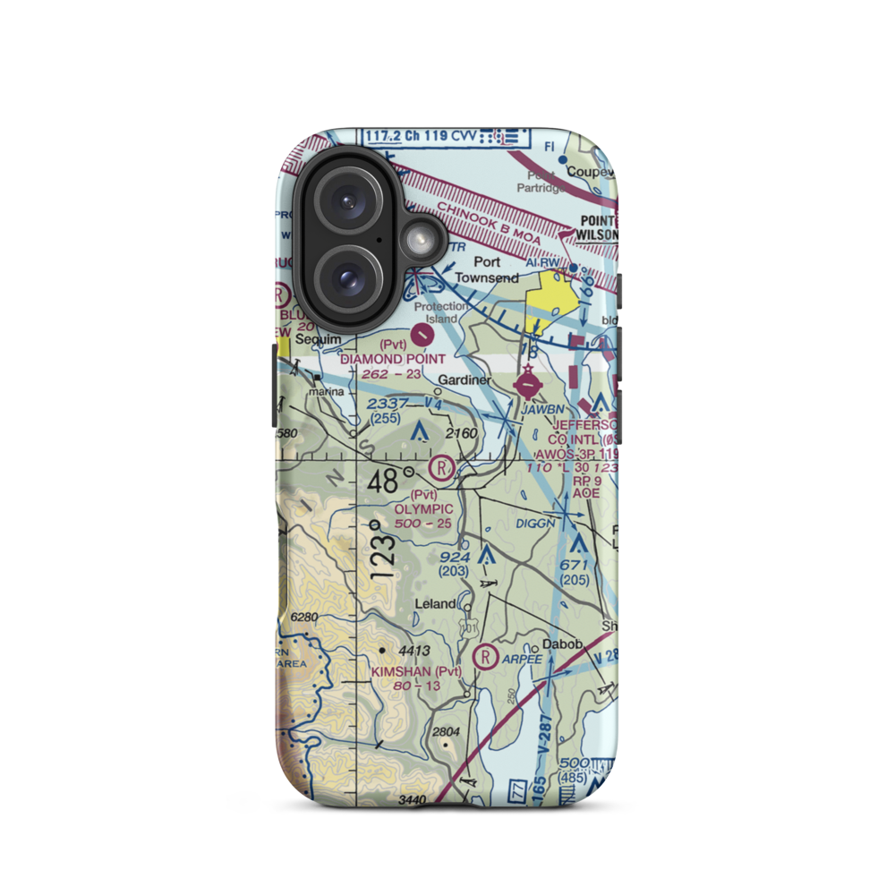 Olympic Field (WA45) VFR Sectional  Tough iPhone Case iPhone 16 model shown