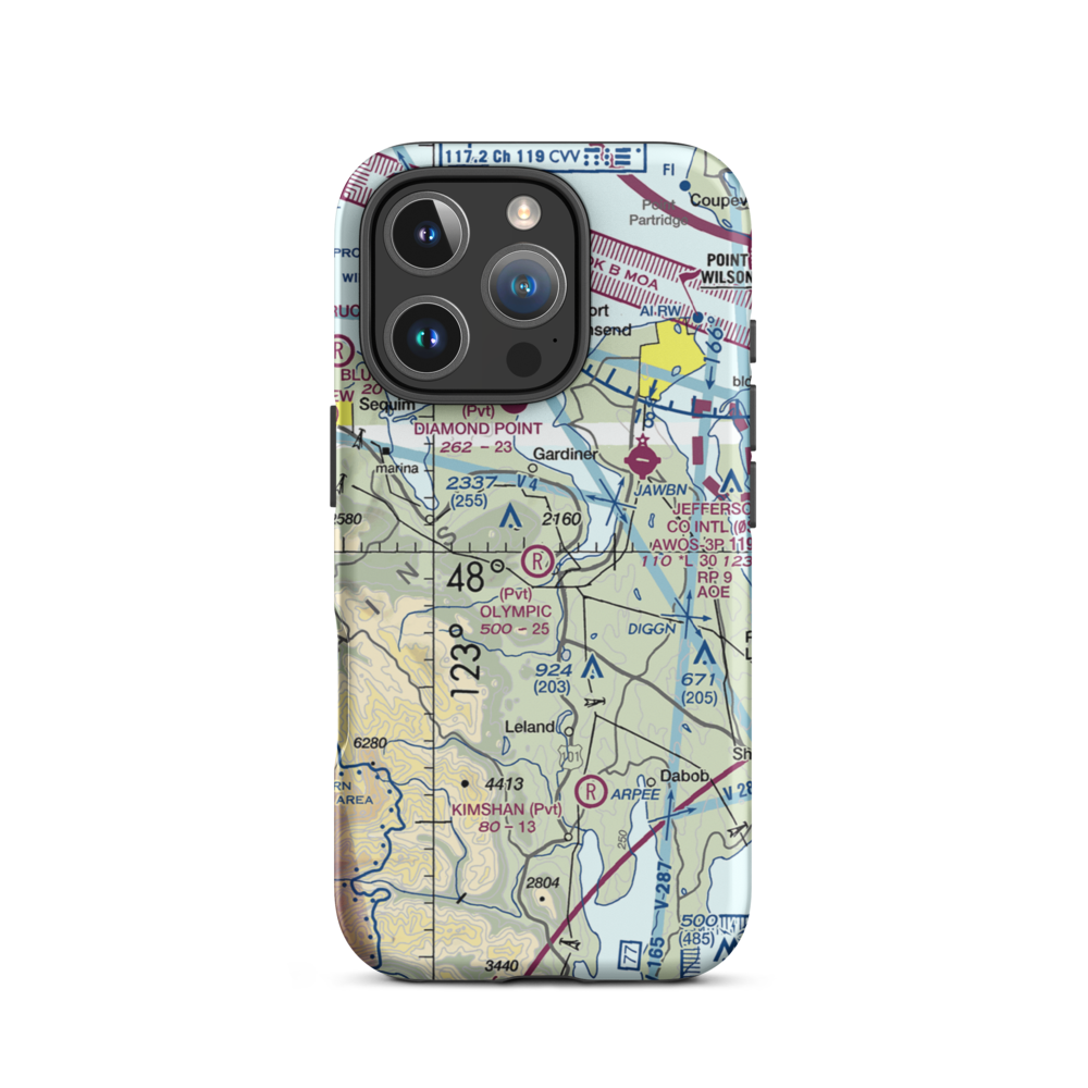 Olympic Field (WA45) VFR Sectional  Tough iPhone Case iPhone 16 Pro model shown