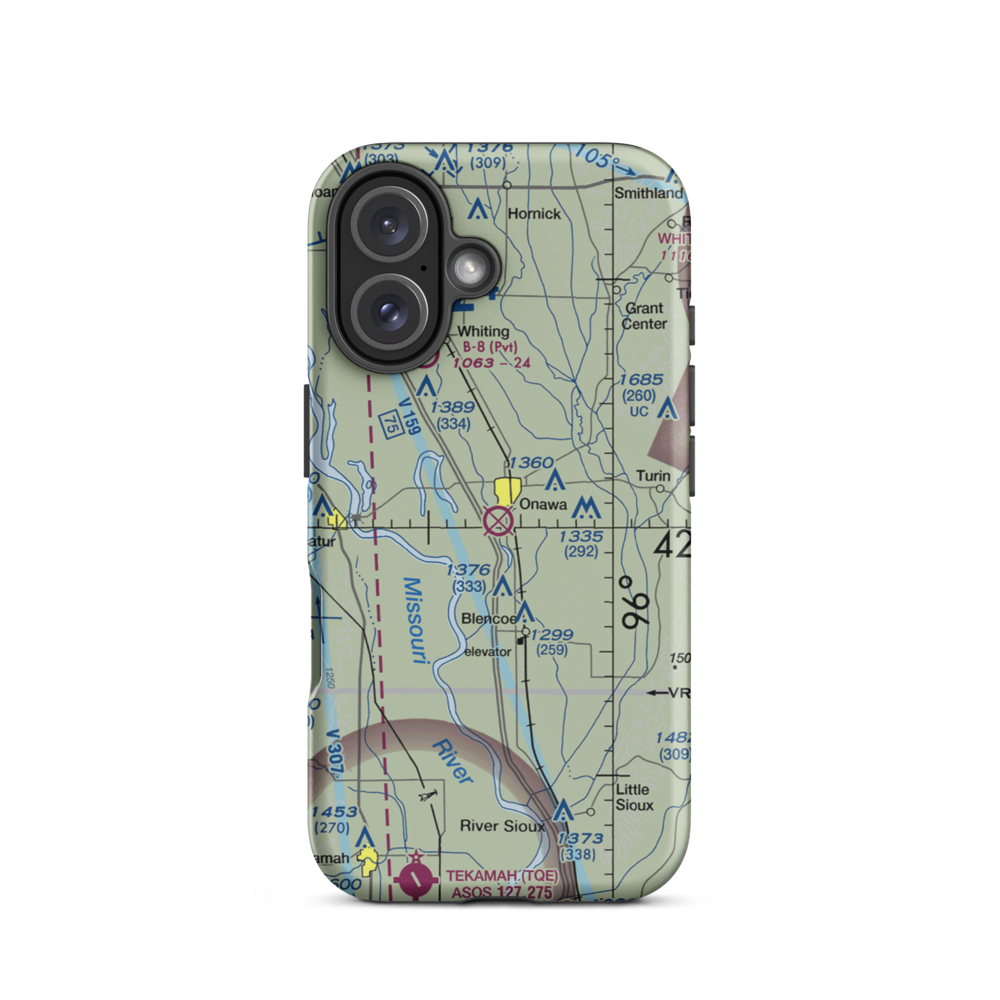 Onawa Municipal Airport (K36) VFR Sectional  Tough iPhone Case iPhone 16 model shown