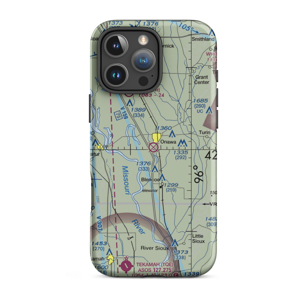Onawa Municipal Airport (K36) VFR Sectional  Tough iPhone Case iPhone 16 Pro Max model shown