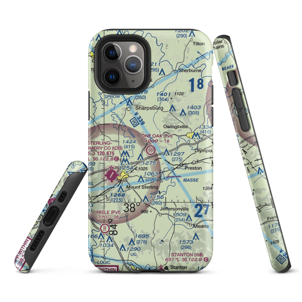 One Oak Airport (77KY) VFR Sectional  Tough iPhone Case iPhone 11 Pro model shown