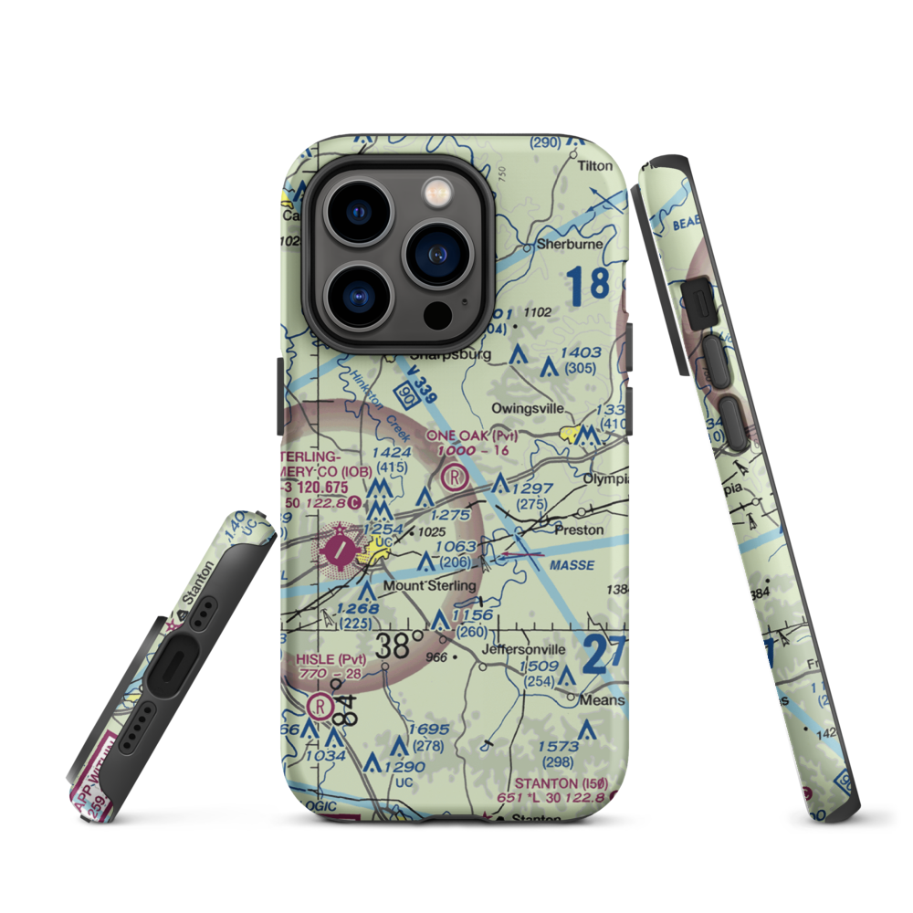 One Oak Airport (77KY) VFR Sectional  Tough iPhone Case iPhone 14 Pro model shown