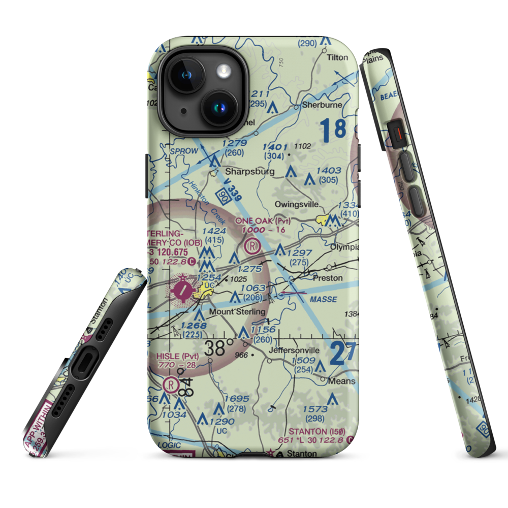 One Oak Airport (77KY) VFR Sectional  Tough iPhone Case iPhone 15 Plus model shown