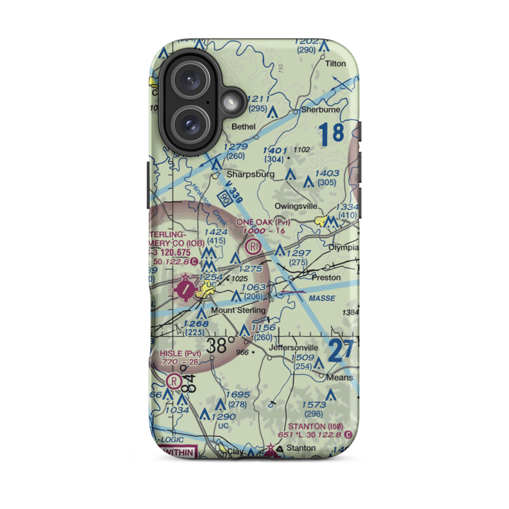 One Oak Airport (77KY) VFR Sectional  Tough iPhone Case iPhone 16 Plus model shown