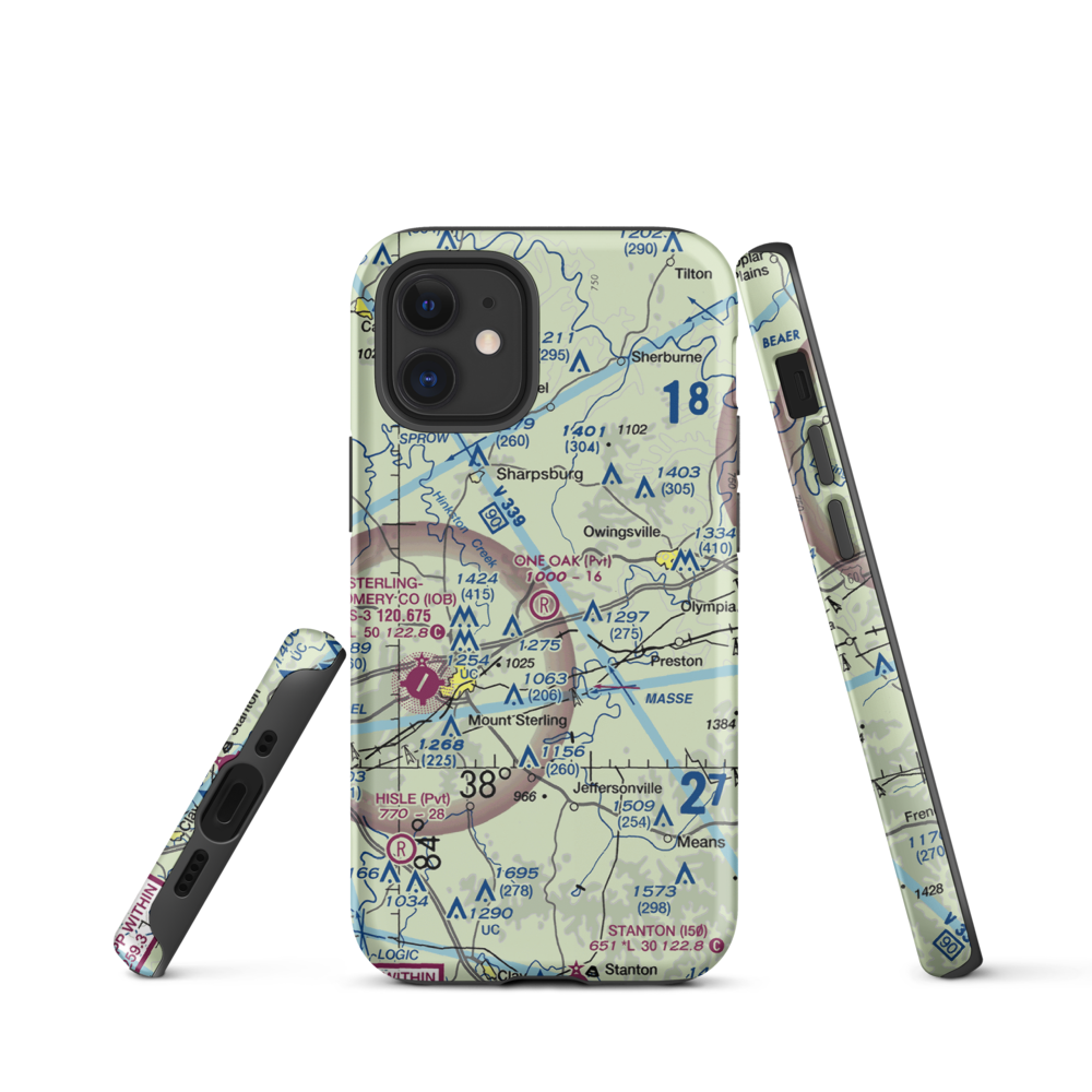 One Oak Airport (77KY) VFR Sectional  Tough iPhone Case iPhone 12 mini model shown