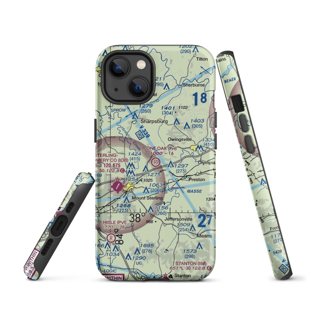 One Oak Airport (77KY) VFR Sectional  Tough iPhone Case iPhone 13 model shown