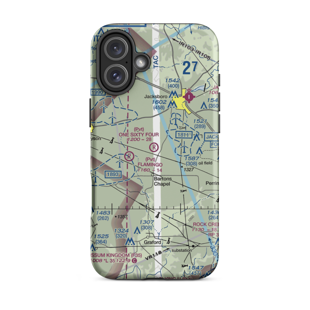 One Sixty Four Place Airport (TS02) VFR Sectional  Tough iPhone Case iPhone 16 Plus model shown