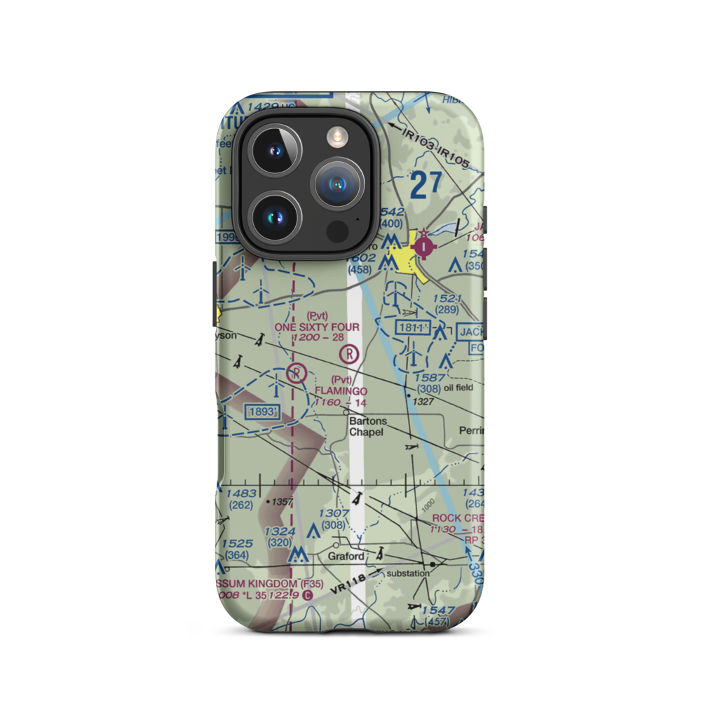 One Sixty Four Place Airport (TS02) VFR Sectional  Tough iPhone Case iPhone 16 Pro model shown
