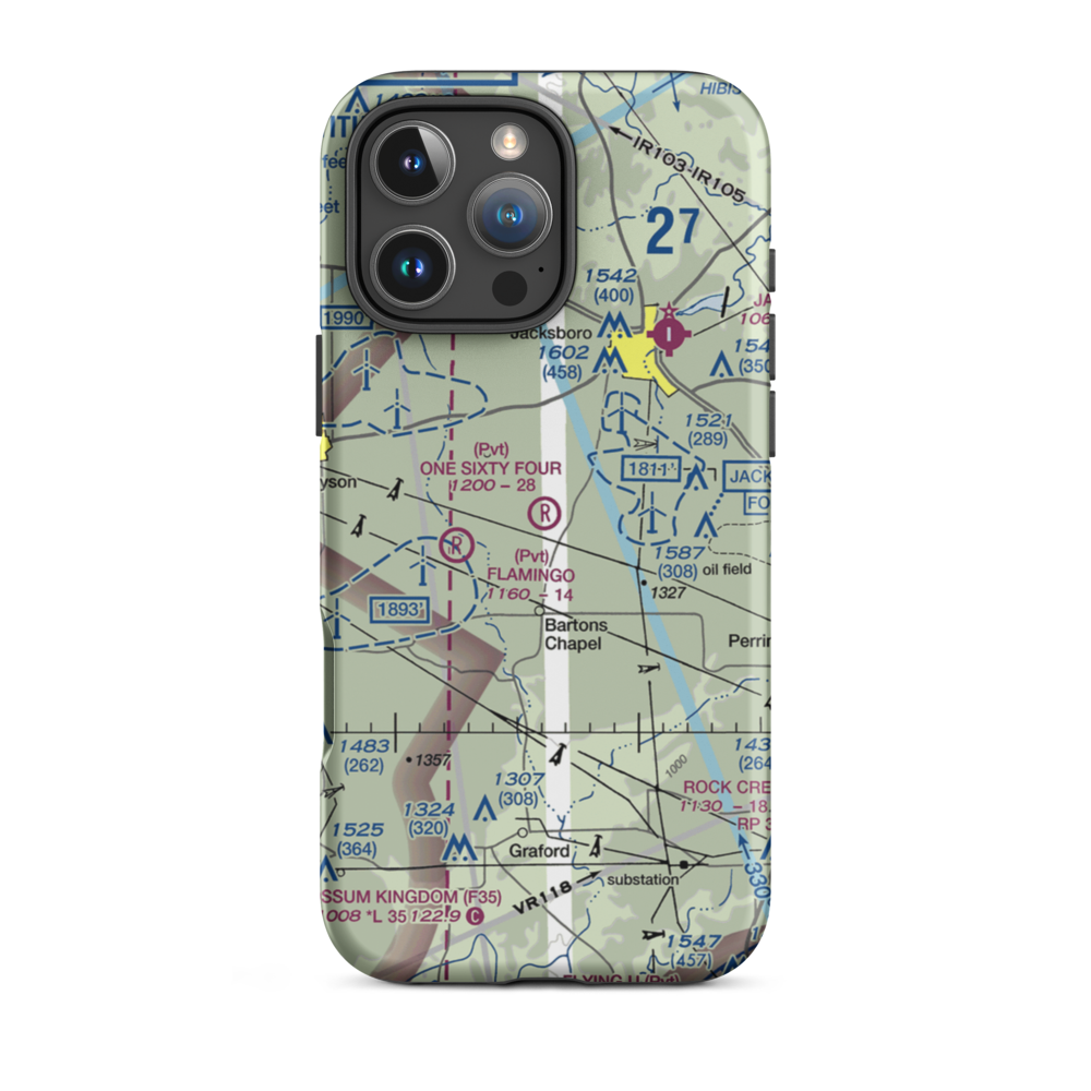 One Sixty Four Place Airport (TS02) VFR Sectional  Tough iPhone Case iPhone 16 Pro Max model shown