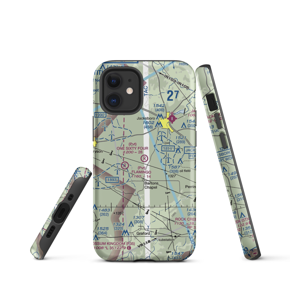 One Sixty Four Place Airport (TS02) VFR Sectional  Tough iPhone Case iPhone 12 mini model shown
