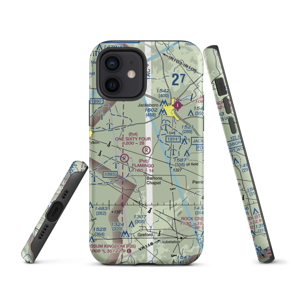 One Sixty Four Place Airport (TS02) VFR Sectional  Tough iPhone Case iPhone 12 model shown