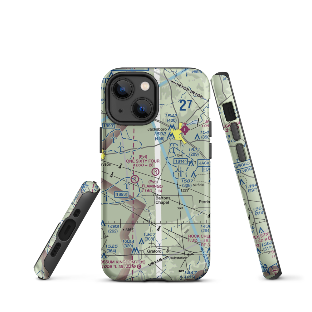 One Sixty Four Place Airport (TS02) VFR Sectional  Tough iPhone Case iPhone 13 mini model shown