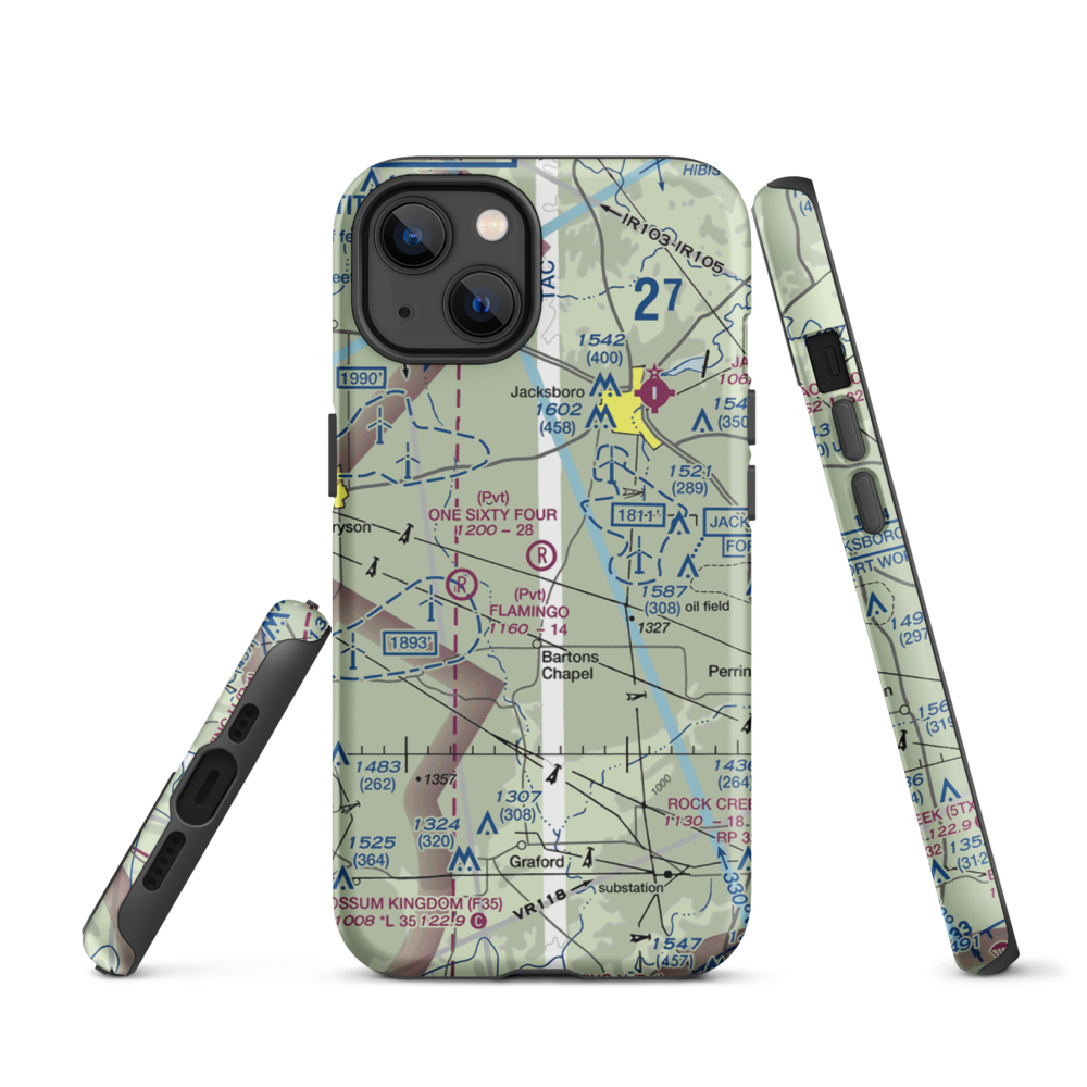 One Sixty Four Place Airport (TS02) VFR Sectional  Tough iPhone Case iPhone 13 model shown