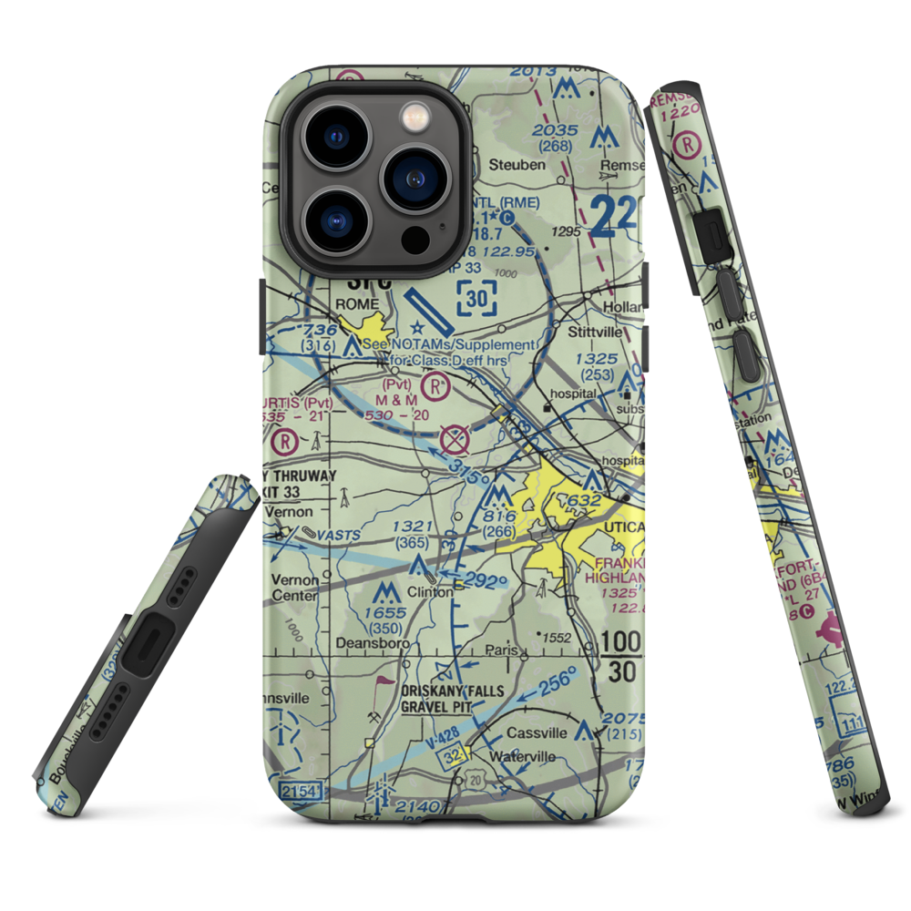 Oneida County Airport (UCA) VFR Sectional  Tough iPhone Case iPhone 13 Pro Max model shown