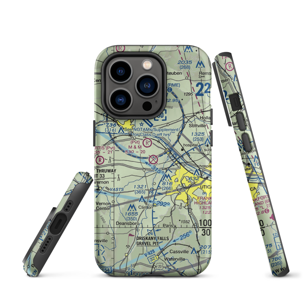 Oneida County Airport (UCA) VFR Sectional  Tough iPhone Case iPhone 14 Pro model shown