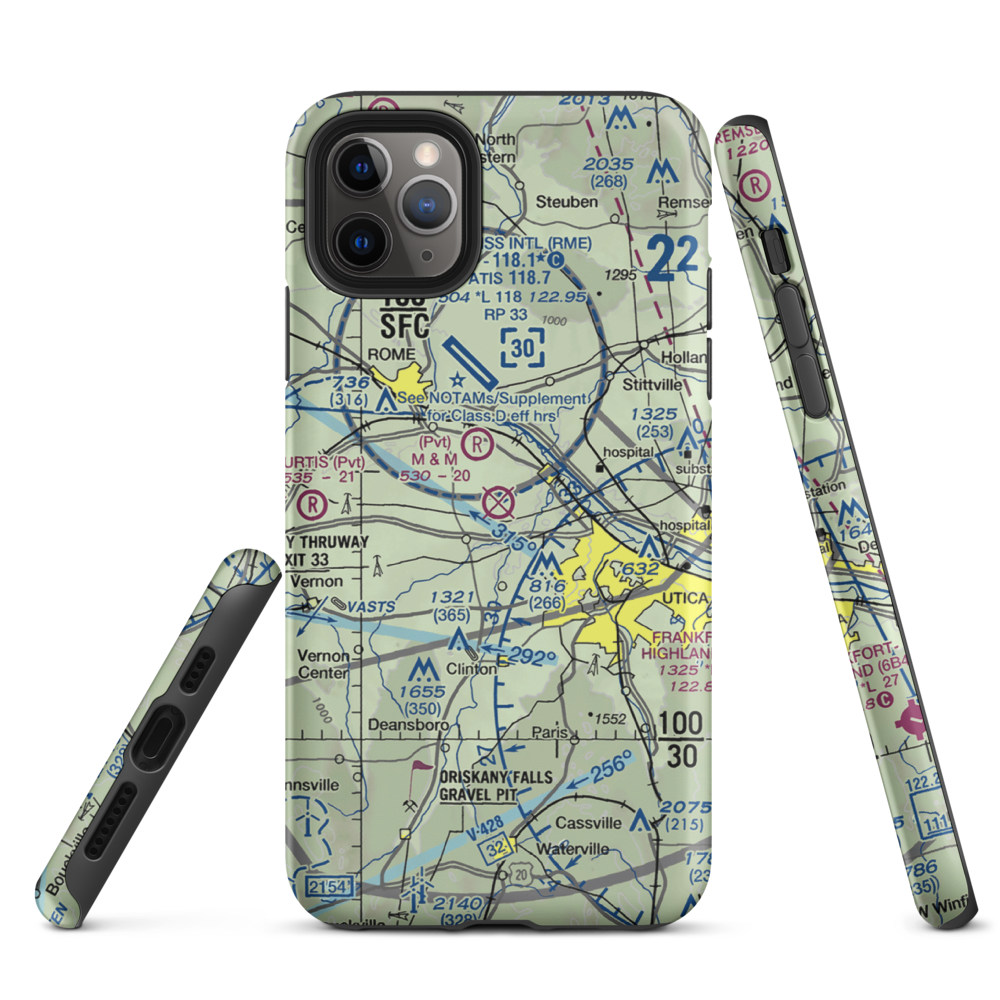 Oneida County Airport (UCA) VFR Sectional  Tough iPhone Case iPhone 11 Pro Max model shown