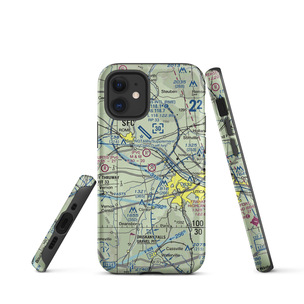 Oneida County Airport (UCA) VFR Sectional  Tough iPhone Case iPhone 12 mini model shown