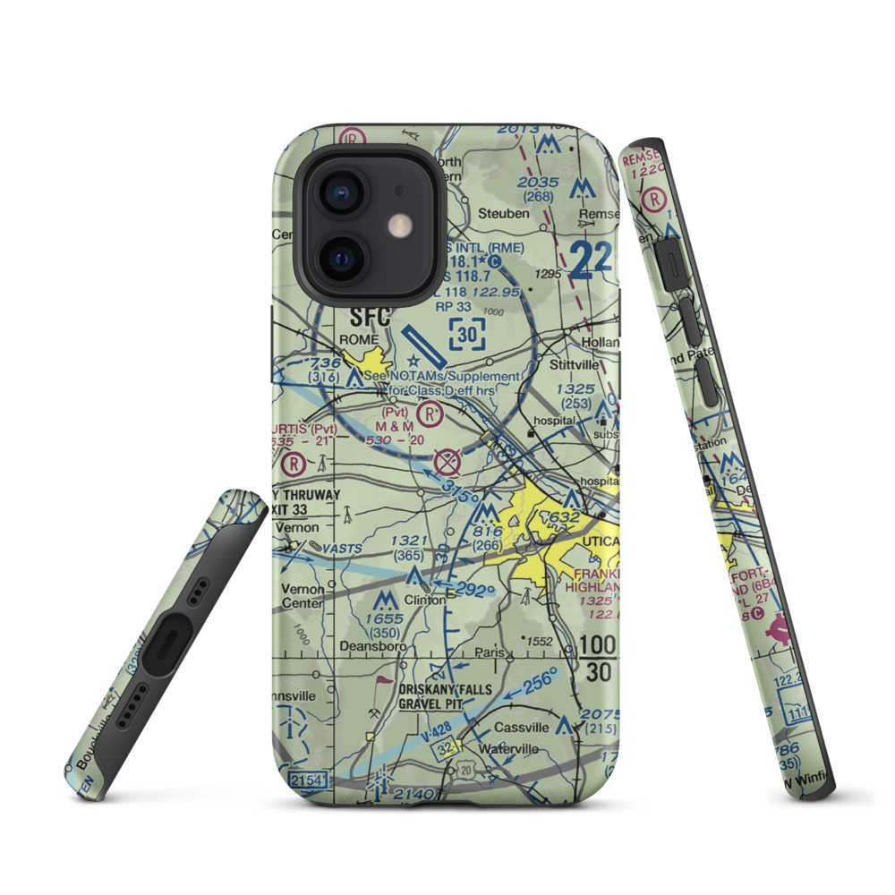 Oneida County Airport (UCA) VFR Sectional  Tough iPhone Case iPhone 12 model shown