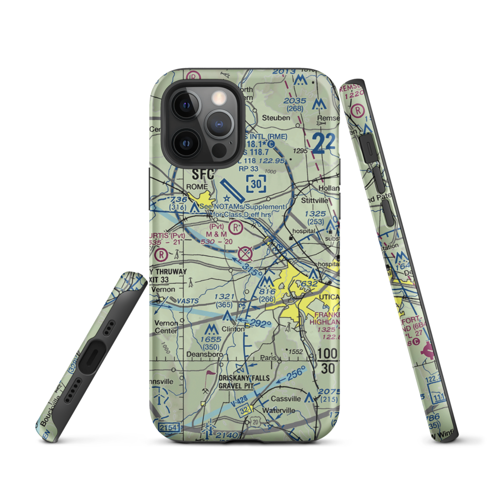 Oneida County Airport (UCA) VFR Sectional  Tough iPhone Case iPhone 12 Pro model shown