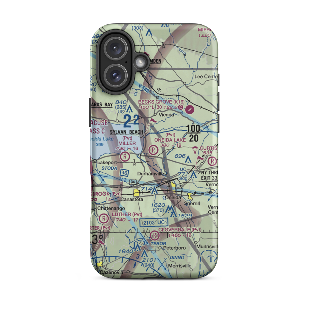 Oneida Lake Strip Airport (8NY7) VFR Sectional  Tough iPhone Case iPhone 16 Plus model shown