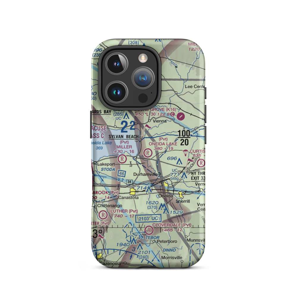 Oneida Lake Strip Airport (8NY7) VFR Sectional  Tough iPhone Case iPhone 16 Pro model shown