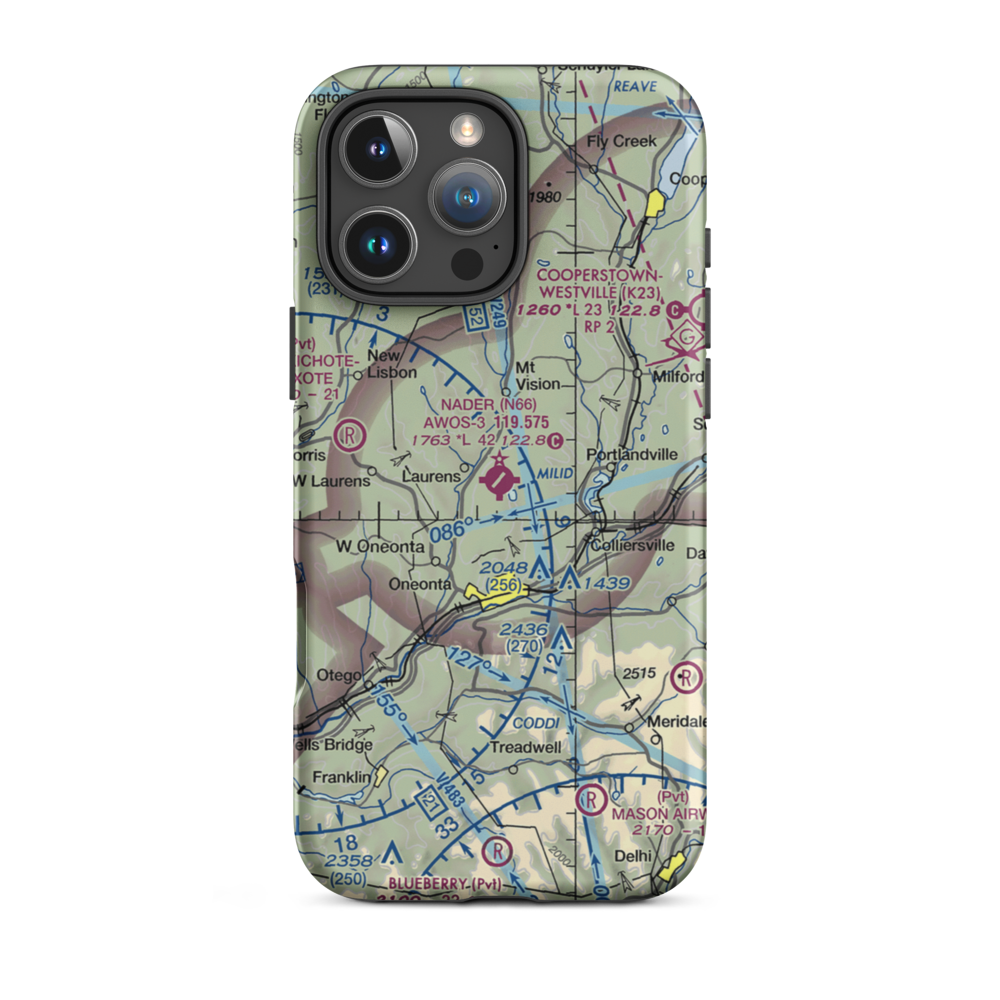 Oneonta Municipal Airport (N66) VFR Sectional  Tough iPhone Case iPhone 16 Pro Max model shown