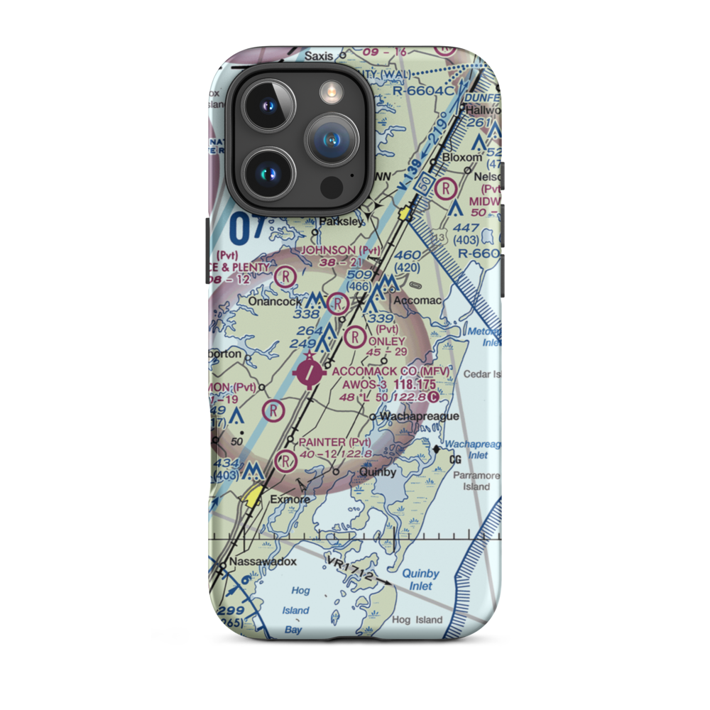 Onley Airport (VG20) VFR Sectional  Tough iPhone Case iPhone 16 Pro Max model shown