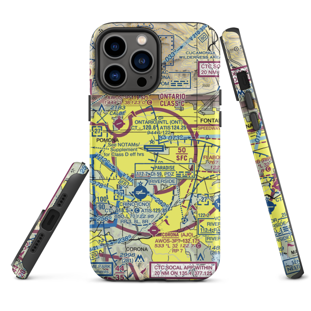 Ontario International Airport (ONT) VFR Sectional  Tough iPhone Case iPhone 13 Pro Max model shown