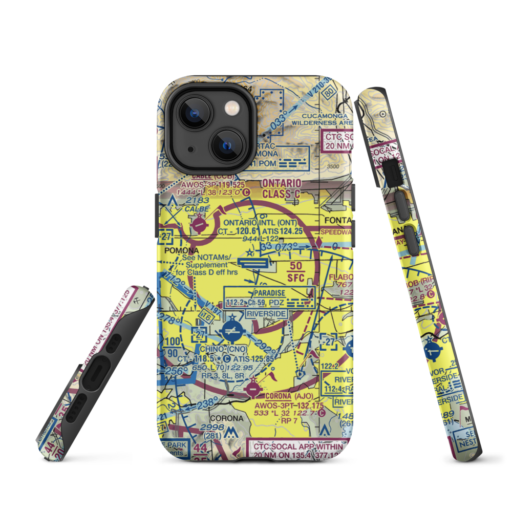 Ontario International Airport (ONT) VFR Sectional  Tough iPhone Case iPhone 14 model shown