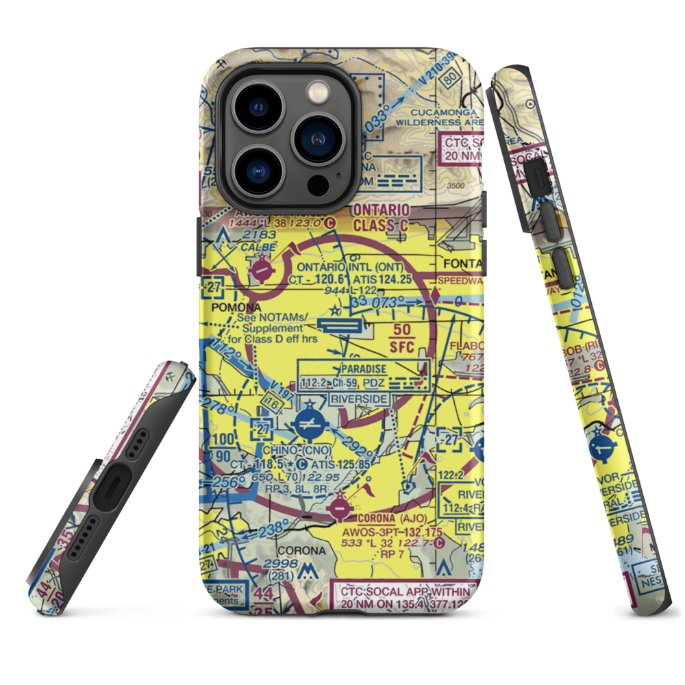 Ontario International Airport (ONT) VFR Sectional  Tough iPhone Case iPhone 14 Pro Max model shown