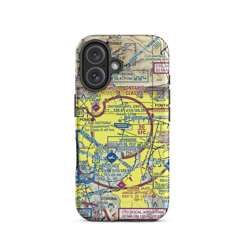 Ontario International Airport (ONT) VFR Sectional  Tough iPhone Case iPhone 16 model shown