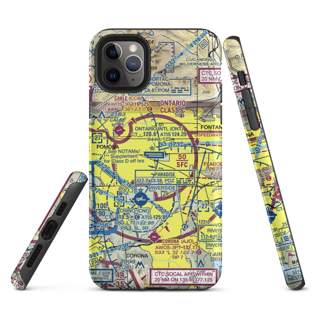 Ontario International Airport (ONT) VFR Sectional  Tough iPhone Case iPhone 11 Pro Max model shown
