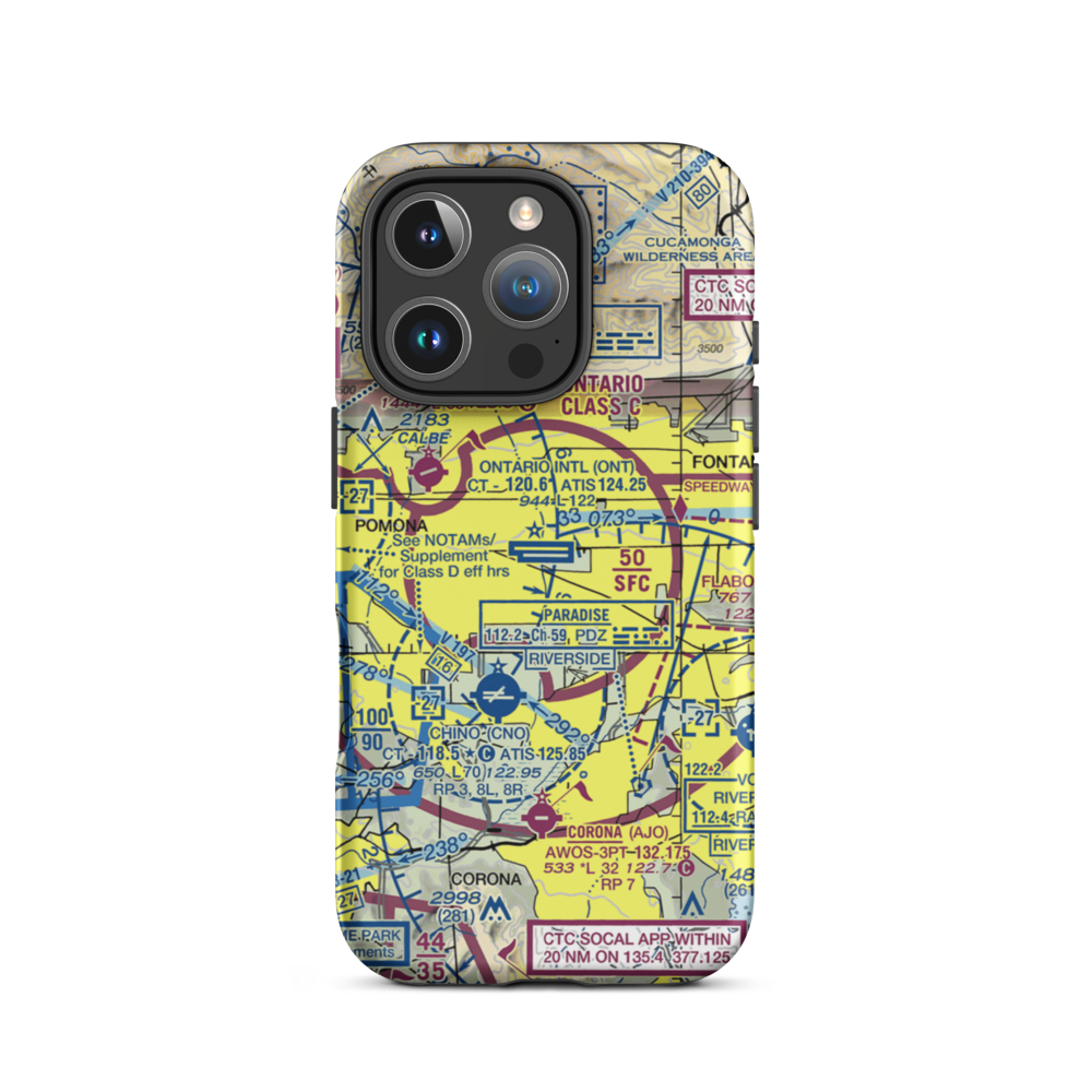 Ontario International Airport (ONT) VFR Sectional  Tough iPhone Case iPhone 16 Pro model shown
