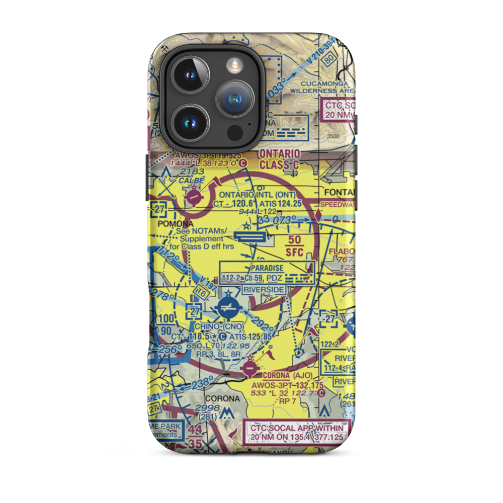 Ontario International Airport (ONT) VFR Sectional  Tough iPhone Case iPhone 16 Pro Max model shown