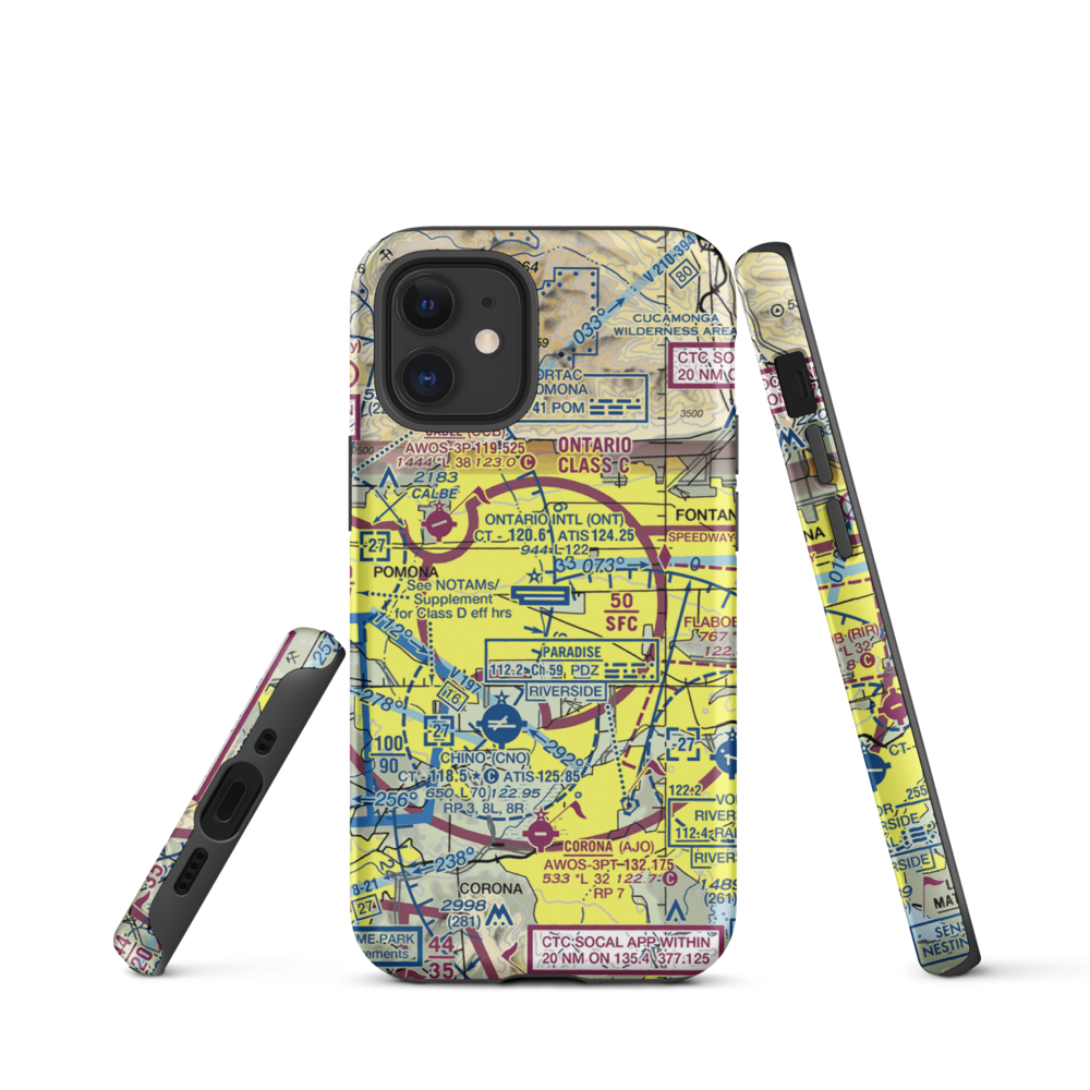 Ontario International Airport (ONT) VFR Sectional  Tough iPhone Case iPhone 12 mini model shown