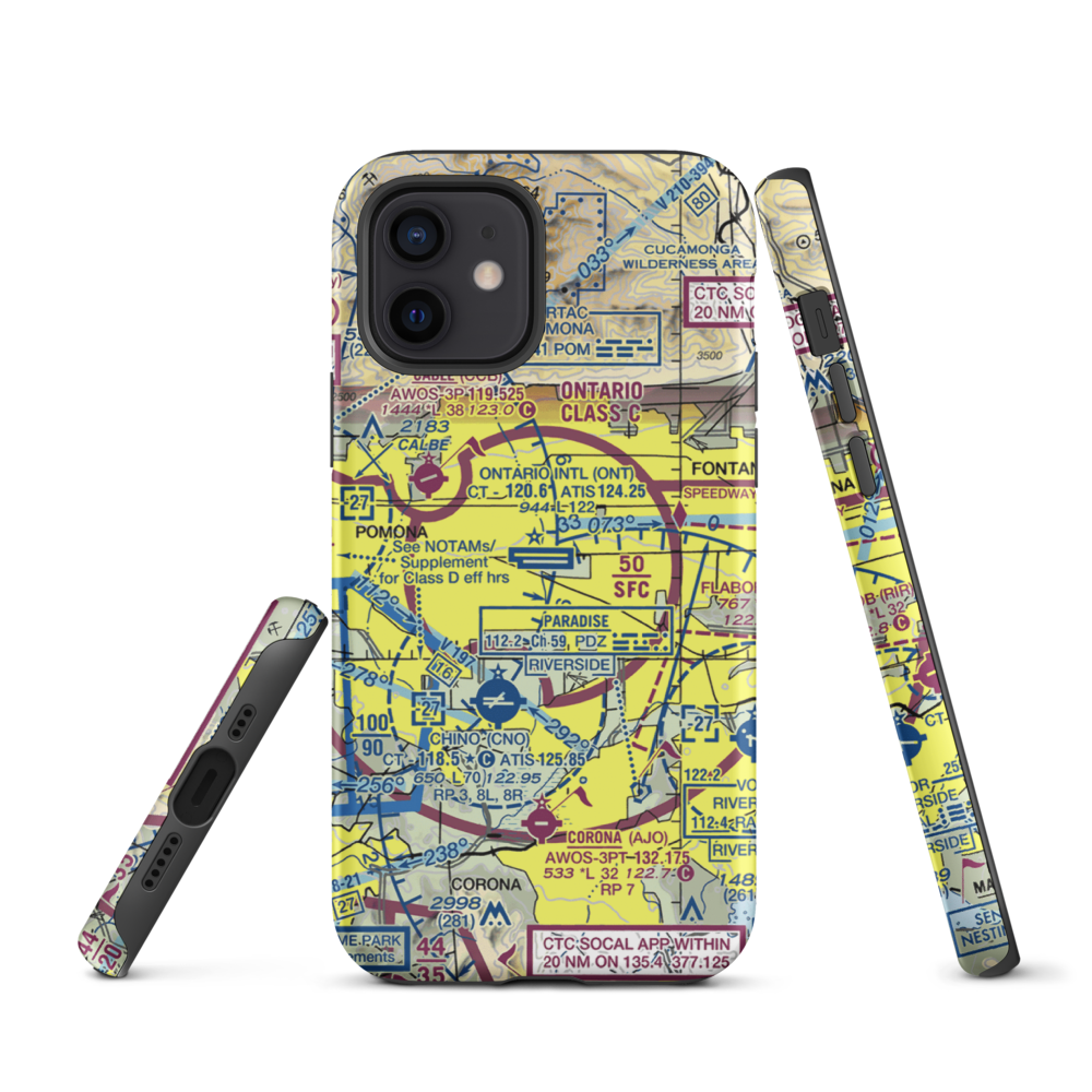 Ontario International Airport (ONT) VFR Sectional  Tough iPhone Case iPhone 12 model shown